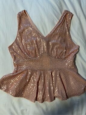 Grace Karin Sequin Peplum Tank Top – Blush Pink